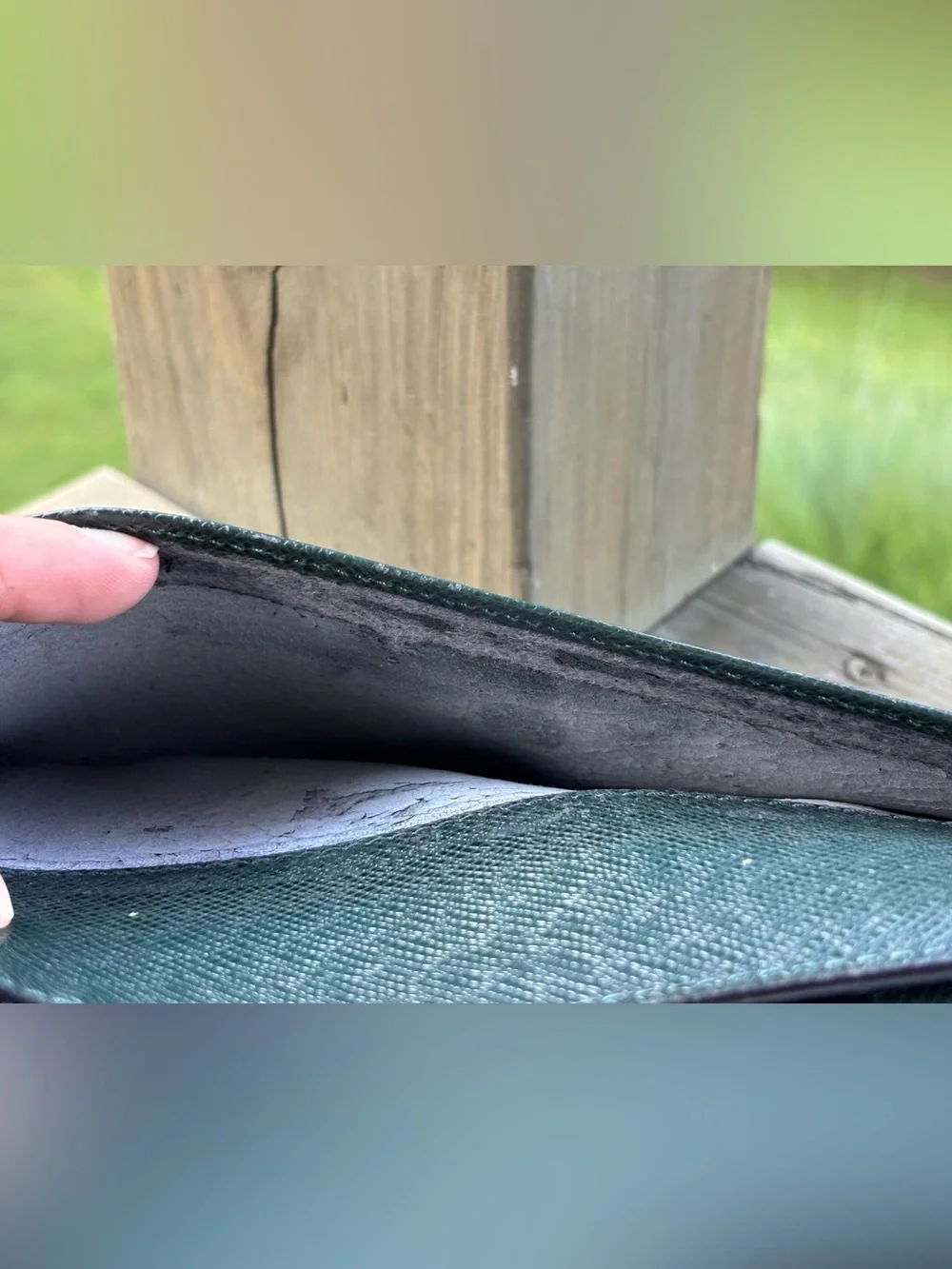 Authentic Louis Vuitton Textured Zip Pouch Wallet - Forest Green